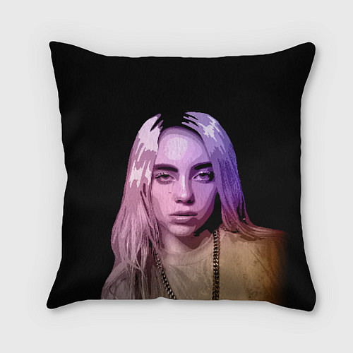 Подушка квадратная BILLIE EILISH: Violet Mood / 3D-принт – фото 1