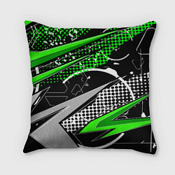 Подушка квадратная Black and green corners