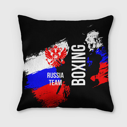 Подушка квадратная Boxing Russia Team и герб РФ / 3D-принт – фото 1