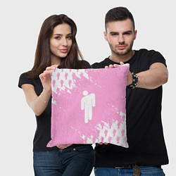 Подушка квадратная Billie Eilish: Pink Style, цвет: 3D-принт — фото 2