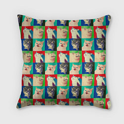 Подушка квадратная Mem cats, цвет: 3D-принт