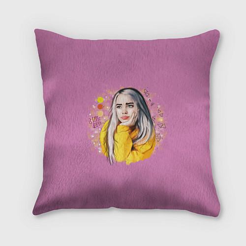 Подушка квадратная Billie Eilish Pink Art / 3D-принт – фото 1