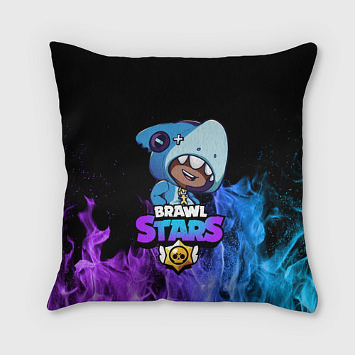 Подушка квадратная Brawl Stars LEON SHARK / 3D-принт – фото 1