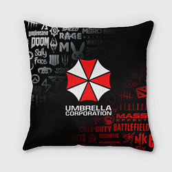 Подушка квадратная RESIDENT EVIL UMBRELLA CORP, цвет: 3D-принт