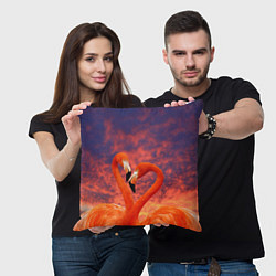Подушка квадратная Flamingo Love, цвет: 3D-принт — фото 2