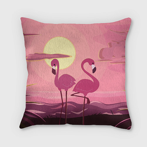 Подушка квадратная Фламинго / 3D-принт – фото 1