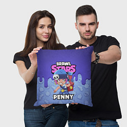 Подушка квадратная BRAWL STARS PENNY, цвет: 3D-принт — фото 2