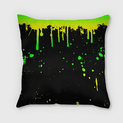 Подушка квадратная НЕОНОВЫЕ ПОДТЕКИ / 3D-принт – фото 1