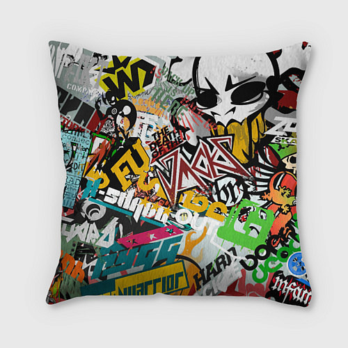 Подушка квадратная Стикеры / 3D-принт – фото 1