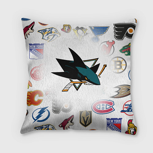 Подушка квадратная San Jose Sharks NHL teams pattern / 3D-принт – фото 1