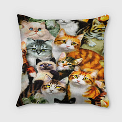 Подушка квадратная КОТЫ, цвет: 3D-принт