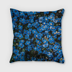 Подушка квадратная Поле синих цветов фиалки лето, цвет: 3D-принт