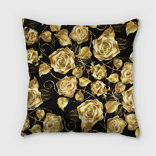 Подушка квадратная Golden Roses / 3D-принт – фото 1