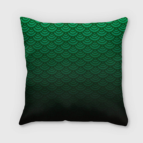 Подушка квадратная Узор зеленая чешуя дракон / 3D-принт – фото 1