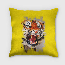 Подушка квадратная Оскал тигра, цвет: 3D-принт