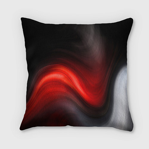 Подушка квадратная BLACK RED WAVES АБСТРАКЦИЯ / 3D-принт – фото 1