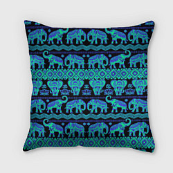 Подушка квадратная Слоны Узоры, цвет: 3D-принт