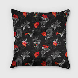 Подушка квадратная Красные цветы, цвет: 3D-принт