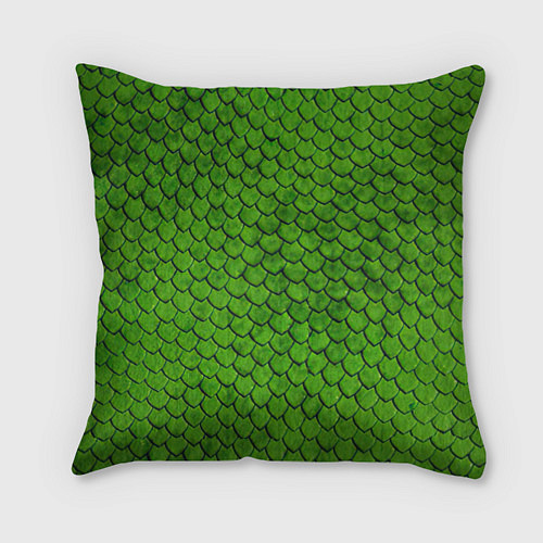 Подушка квадратная Зелёная чешуя / 3D-принт – фото 1