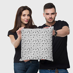 Подушка квадратная Черепа черно-белые, цвет: 3D-принт — фото 2