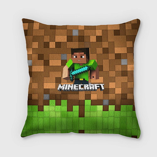 Подушка квадратная Minecraft logo heroes / 3D-принт – фото 1