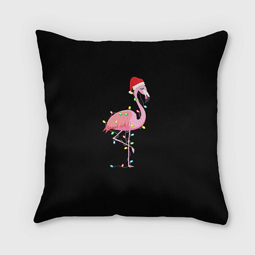 Подушка квадратная Новогодний Фламинго / 3D-принт – фото 1