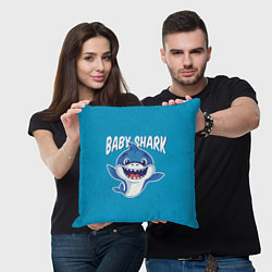 Подушка квадратная Baby Shark, цвет: 3D-принт — фото 2