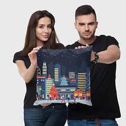 Подушка квадратная Новогодняя атмосфера, цвет: 3D-принт — фото 2