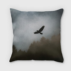 Подушка квадратная Орёл над лесом, цвет: 3D-принт