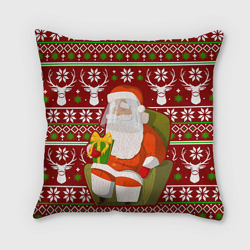 Подушка квадратная Санта с защитным экраном / 3D-принт – фото 1