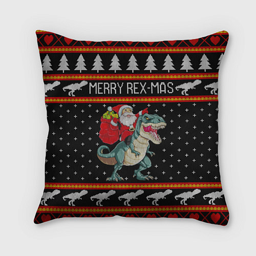 Подушка квадратная Merry Rex-mas / 3D-принт – фото 1