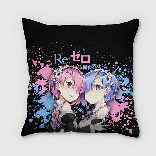 Подушка квадратная Re:Zero, Рам и Рем / 3D-принт – фото 1
