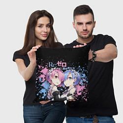 Подушка квадратная Re:Zero, Рам и Рем, цвет: 3D-принт — фото 2
