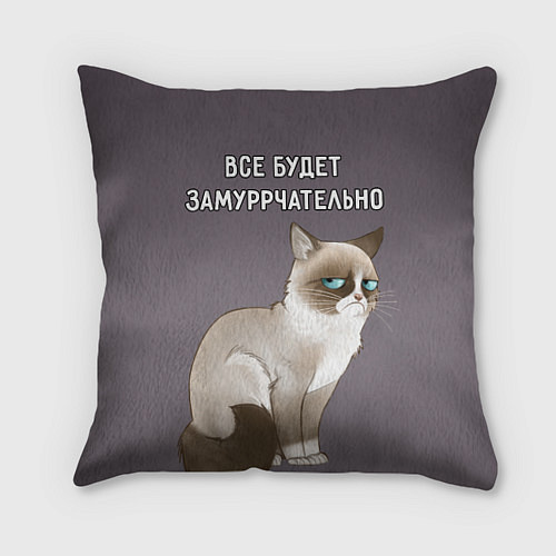 Подушка квадратная Грустный кот / 3D-принт – фото 1