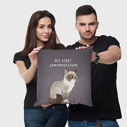 Подушка квадратная Грустный кот, цвет: 3D-принт — фото 2