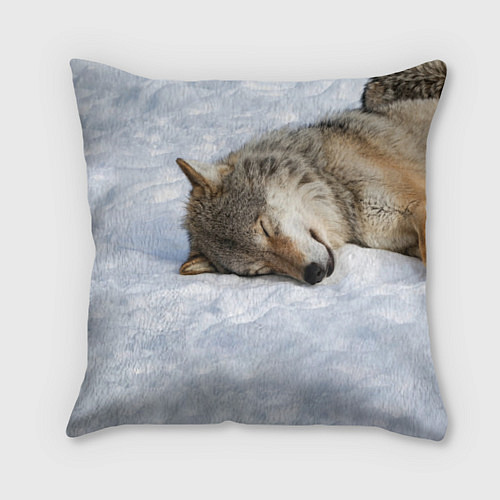 Подушка квадратная Спящий Волк / 3D-принт – фото 1