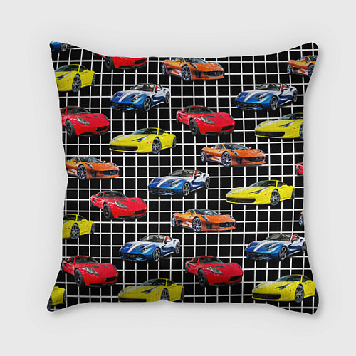 Подушка квадратная Гоночные тачки / 3D-принт – фото 1