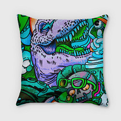 Подушка квадратная Рекс динозавр, цвет: 3D-принт