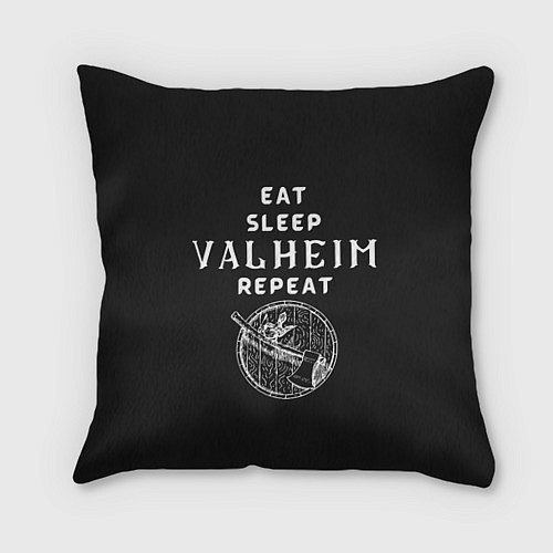 Подушка квадратная Eat Sleep Valheim Repeat / 3D-принт – фото 1