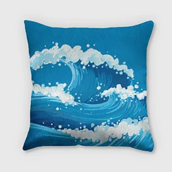 Подушка квадратная Волны, цвет: 3D-принт