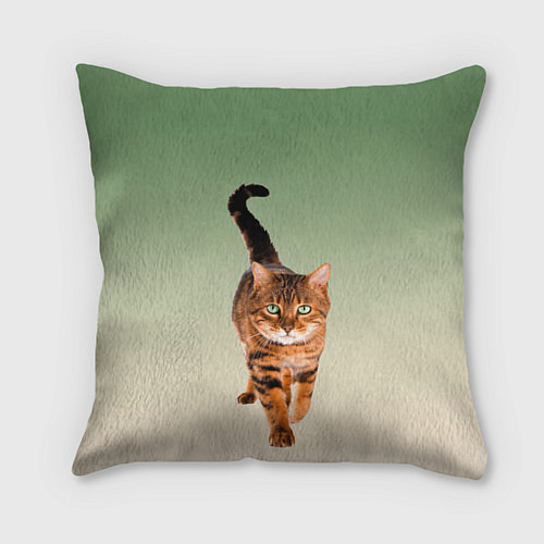 Подушка квадратная Короткошерстный кот идет / 3D-принт – фото 1