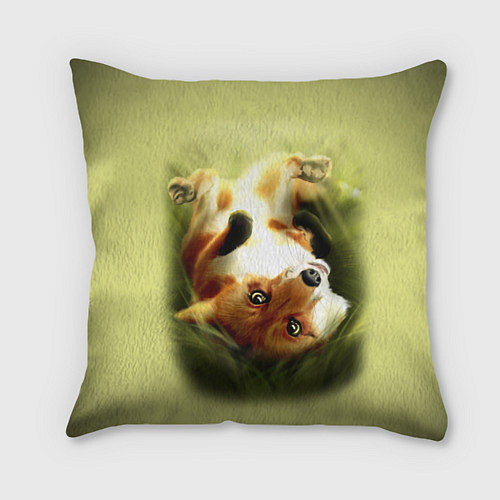 Подушка квадратная Лиса на траве / 3D-принт – фото 1