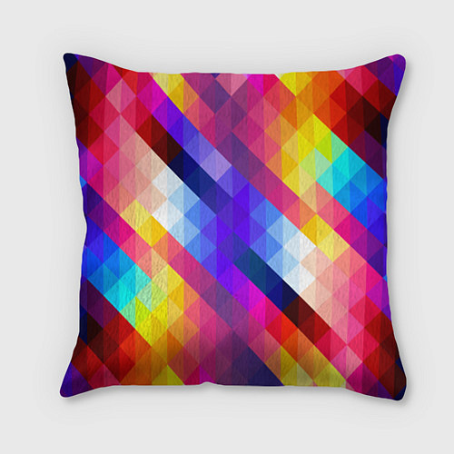 Подушка квадратная Пиксельная радуга / 3D-принт – фото 1