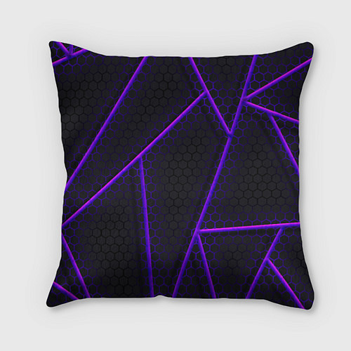 Подушка квадратная СОТЫ НЕОНОВЫЕ - ГЕОМЕТРИЯ / 3D-принт – фото 1