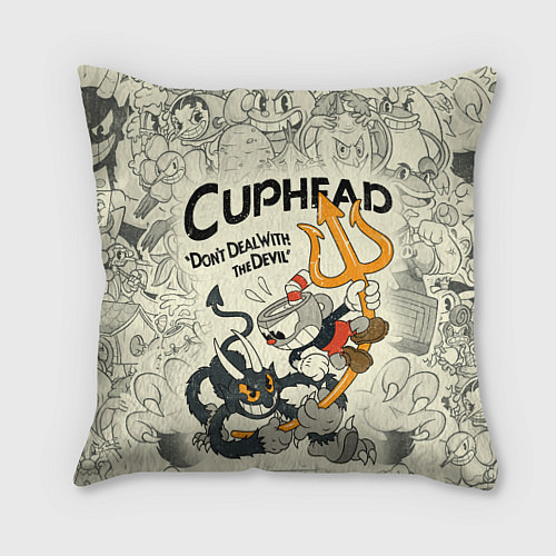 Подушка квадратная Cuphead and Devil / 3D-принт – фото 1