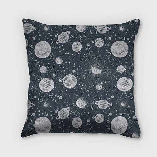 Подушка квадратная Звезды, планеты и созвездия / 3D-принт – фото 1