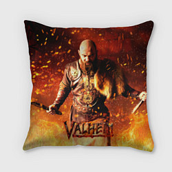 Подушка квадратная Valheim Викинг в огне, цвет: 3D-принт