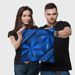 Подушка квадратная 3D абстрактные фигуры BLUE, цвет: 3D-принт — фото 2