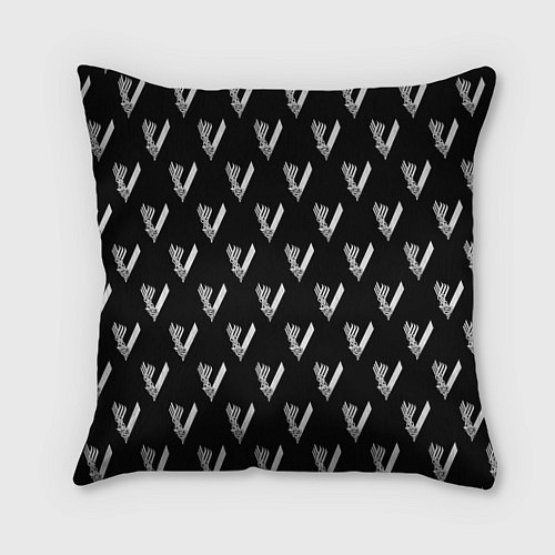 Подушка квадратная Викинги Лого Паттерн Vikings Pattern Z / 3D-принт – фото 1
