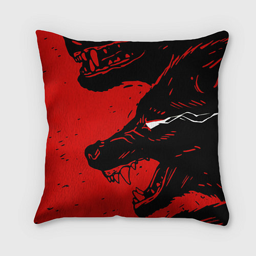 Подушка квадратная Красный волк 3D / 3D-принт – фото 1